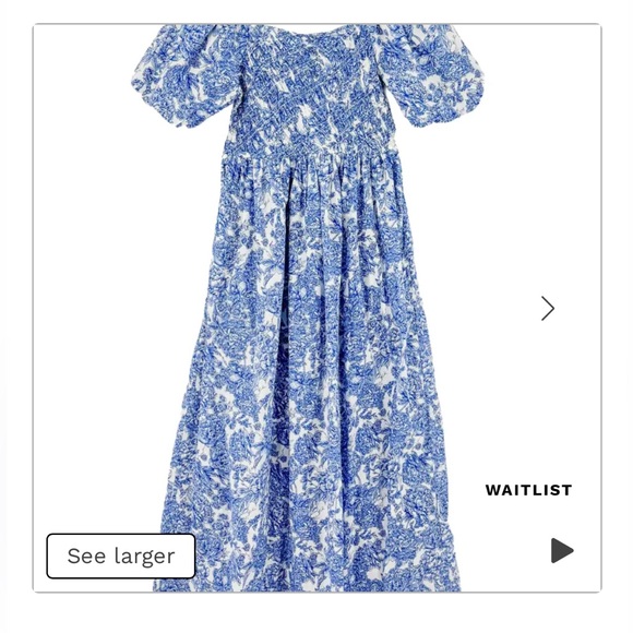 Simply Southern Blue and White Floral Smocked Dress XL - Picture 5 of 6